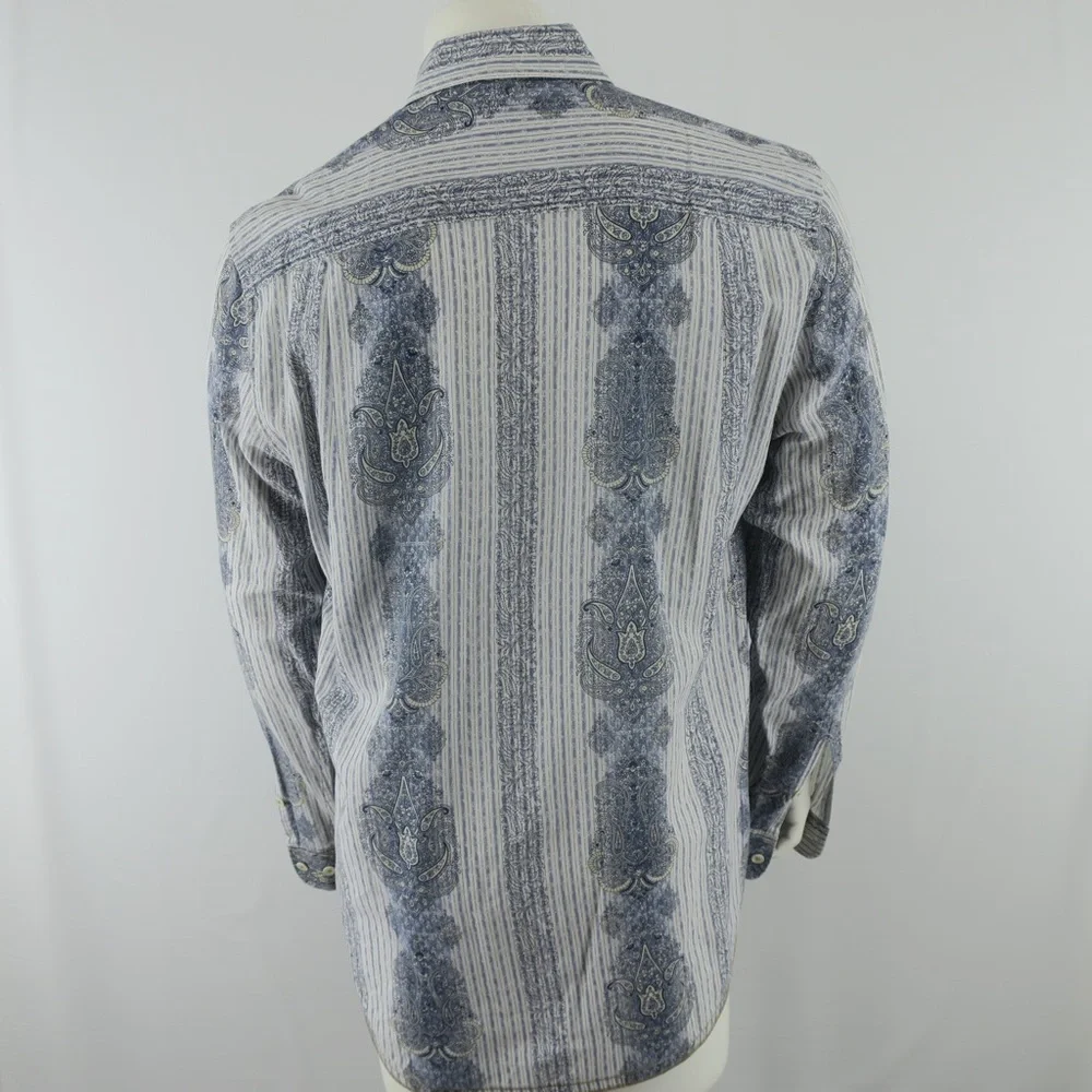 Indigo Palms Co Tommy Bahama Button Up Paisley Print‎ Shirt Mens Large Blue